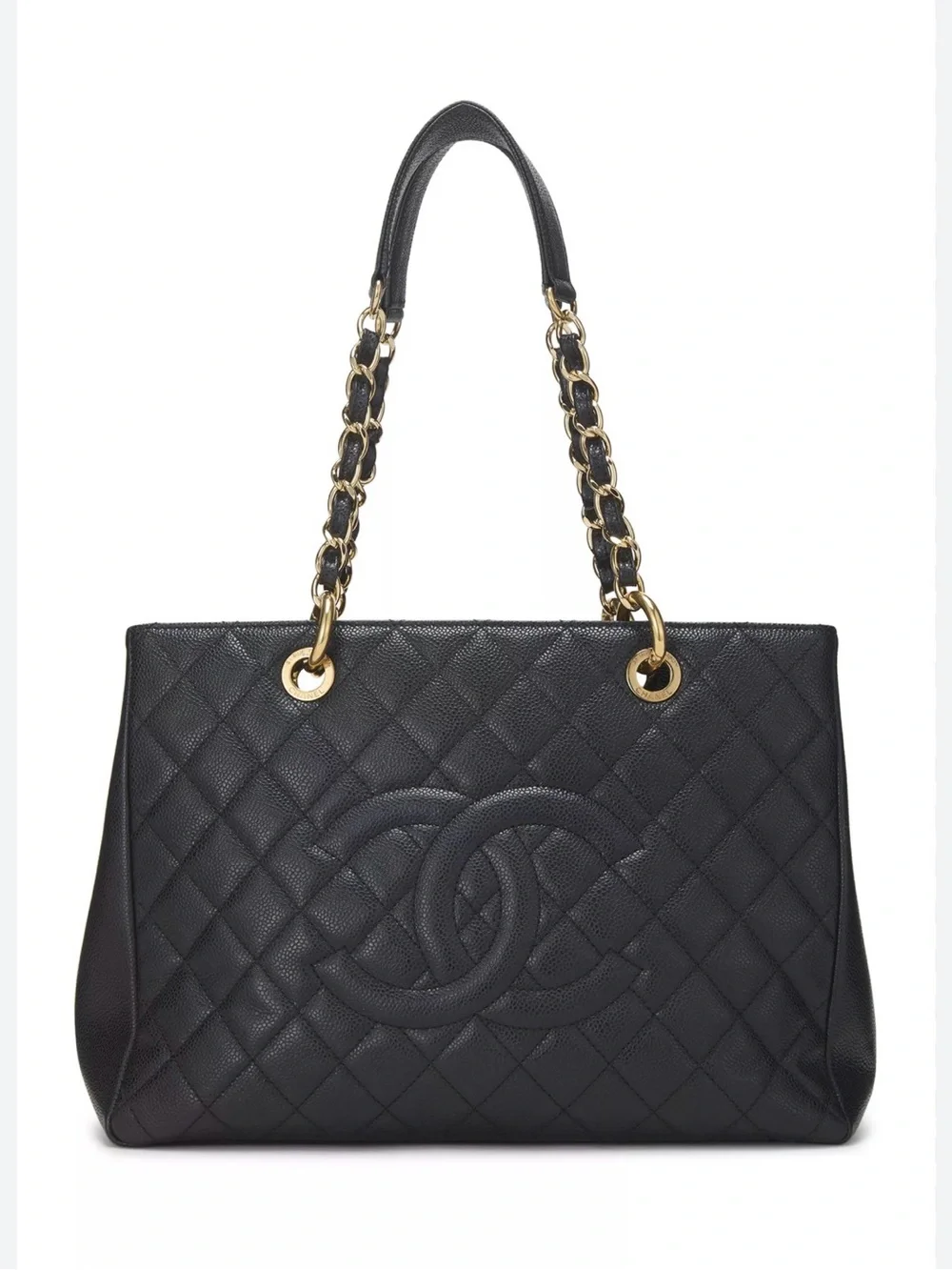 CHANEL Black Quilted Leather Shoulder Tote with Gold Hardware - Picture 1 of 11